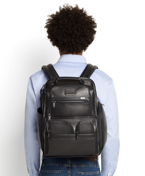 Alpha 3 Compact Laptop Brief Pack Leather - London Luggage