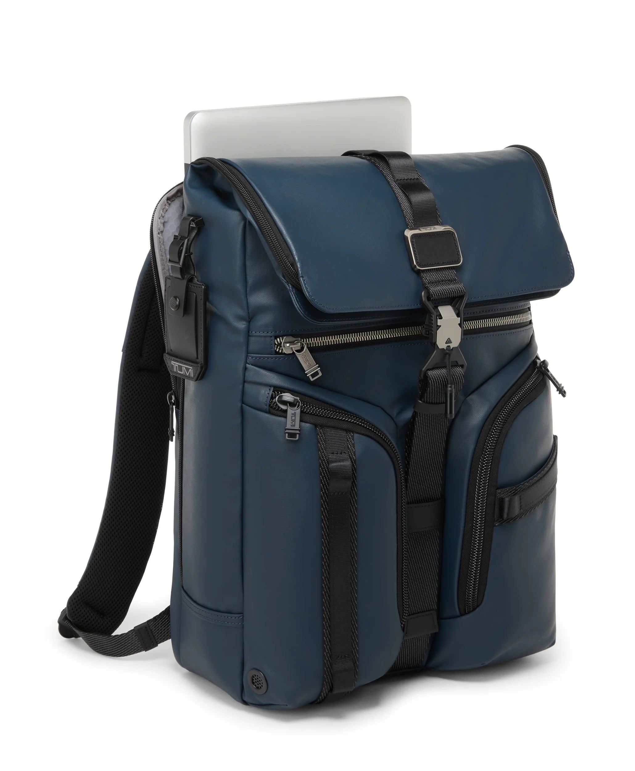 Alpha Bravo Surveillance Flap Backpack - Navy Coated Canvas
