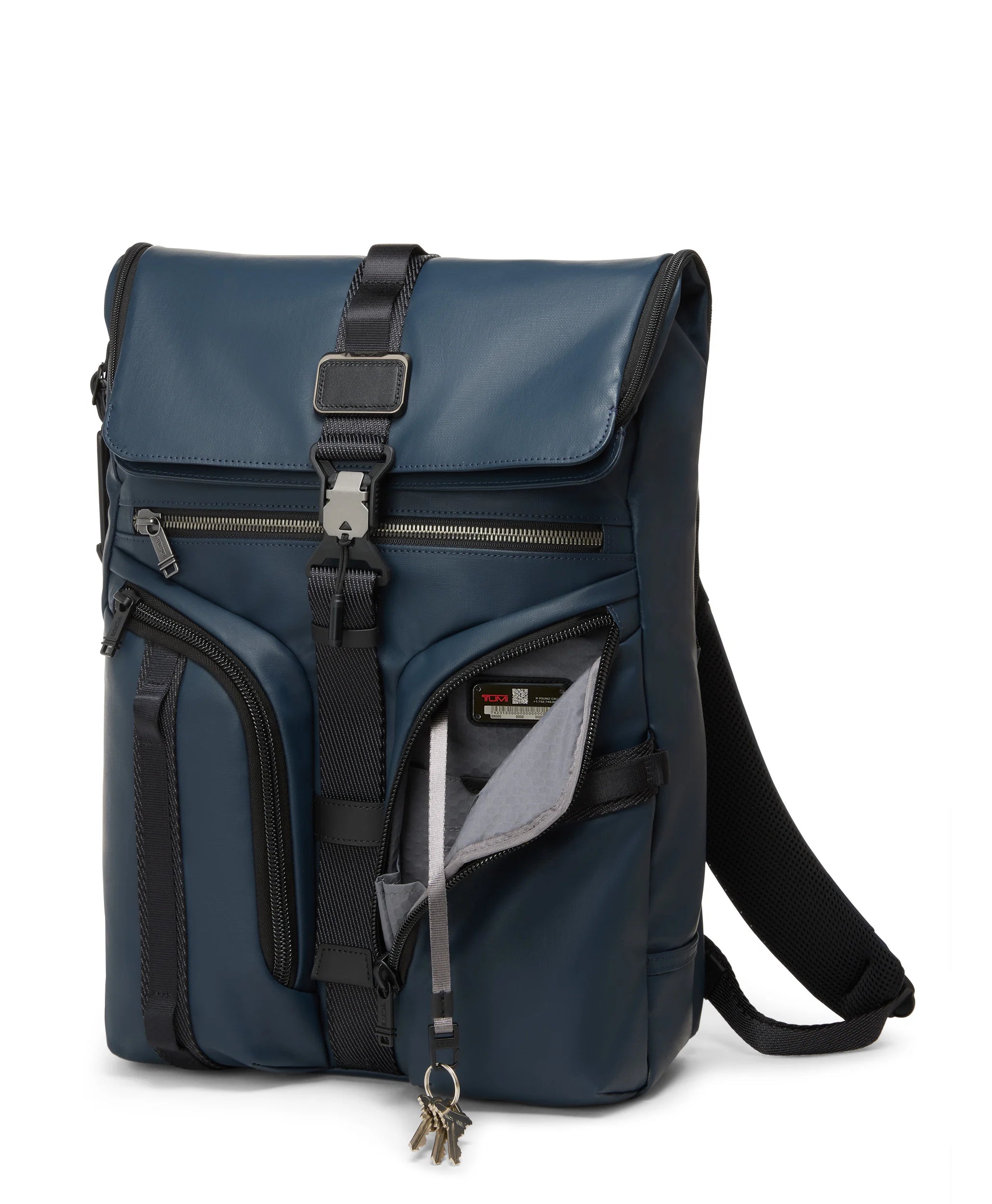 Alpha Bravo Surveillance Flap Backpack - Navy Coated Canvas