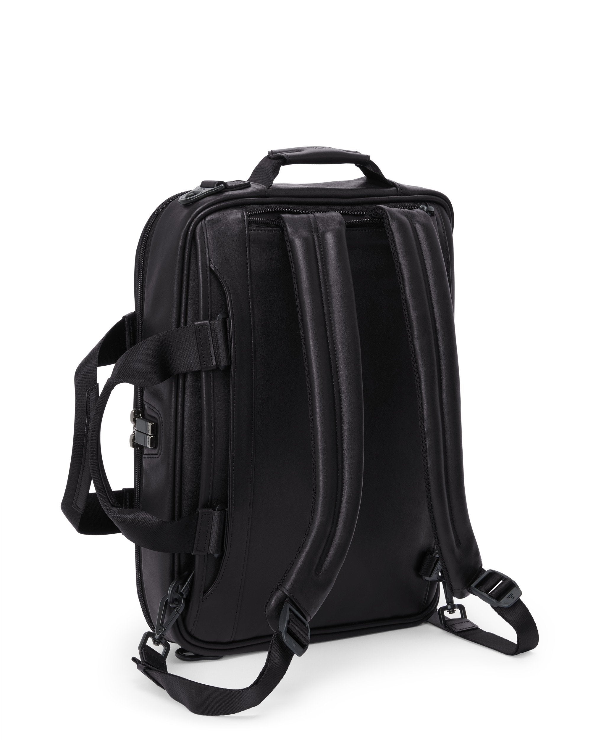 Alpha 4 Three-Way Convertible Leather Briefcase - Black