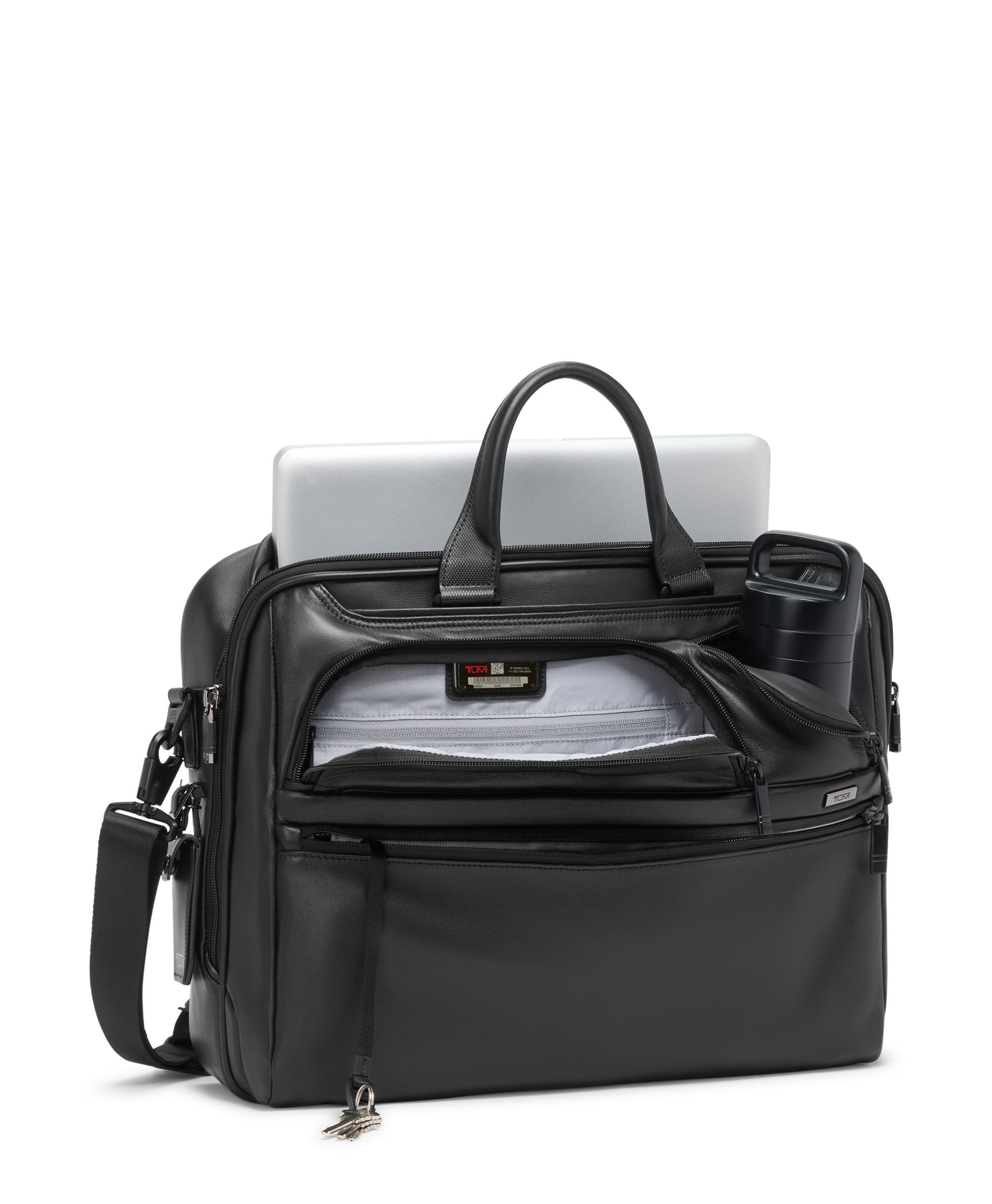 Alpha 4 Large 17" Leather Briefcase - Black