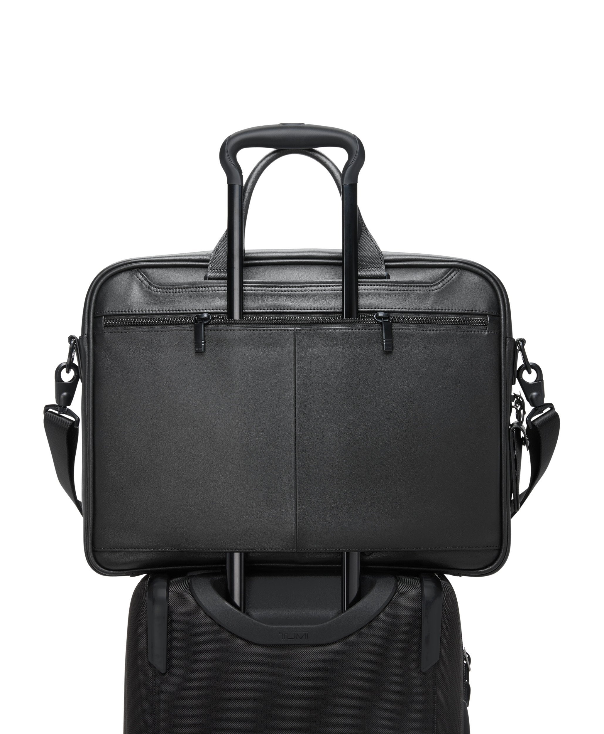 Alpha 4 Large 17" Leather Briefcase - Black
