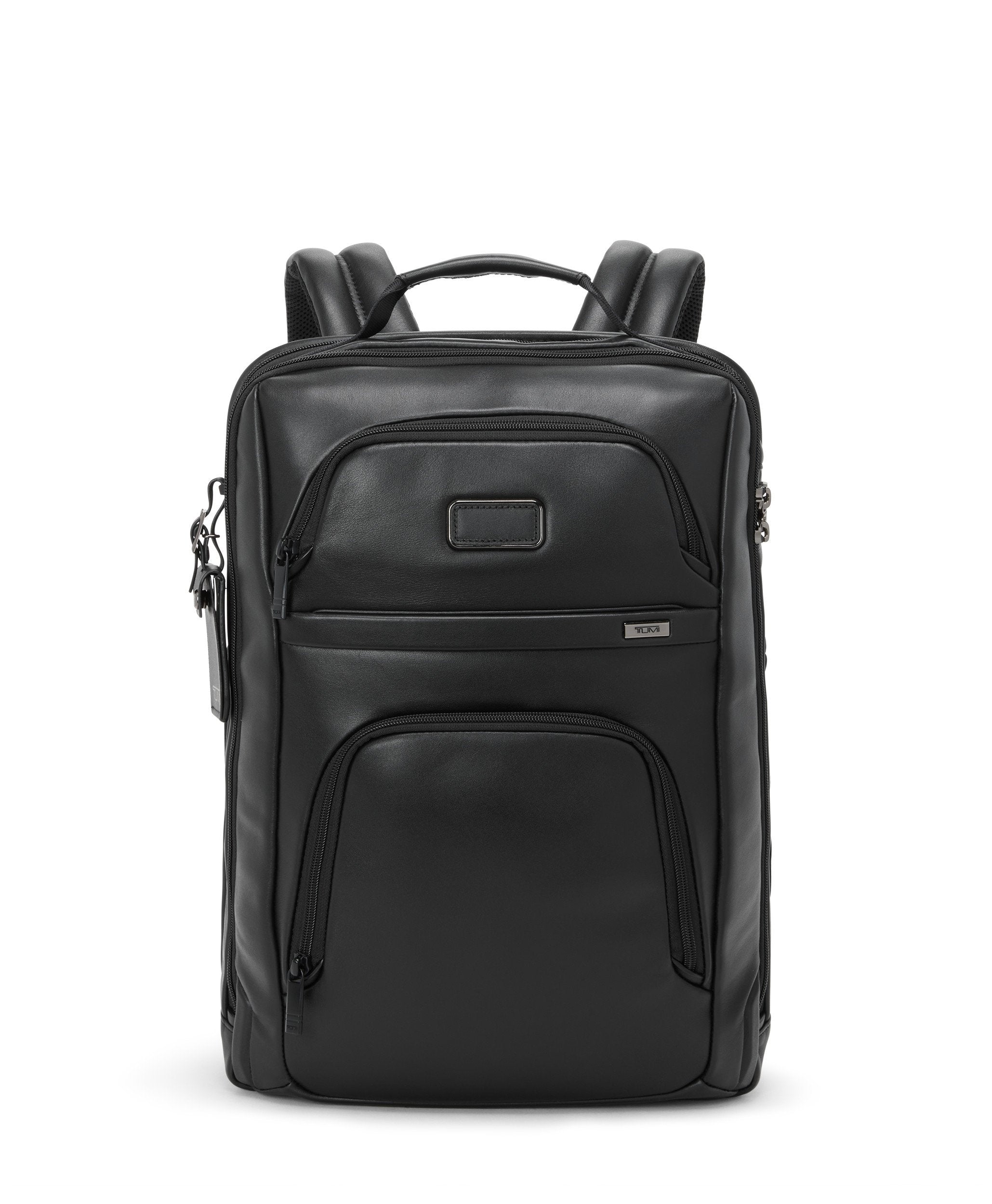 Alpha 4 Large 17" Expandable Leather Backpack - Black