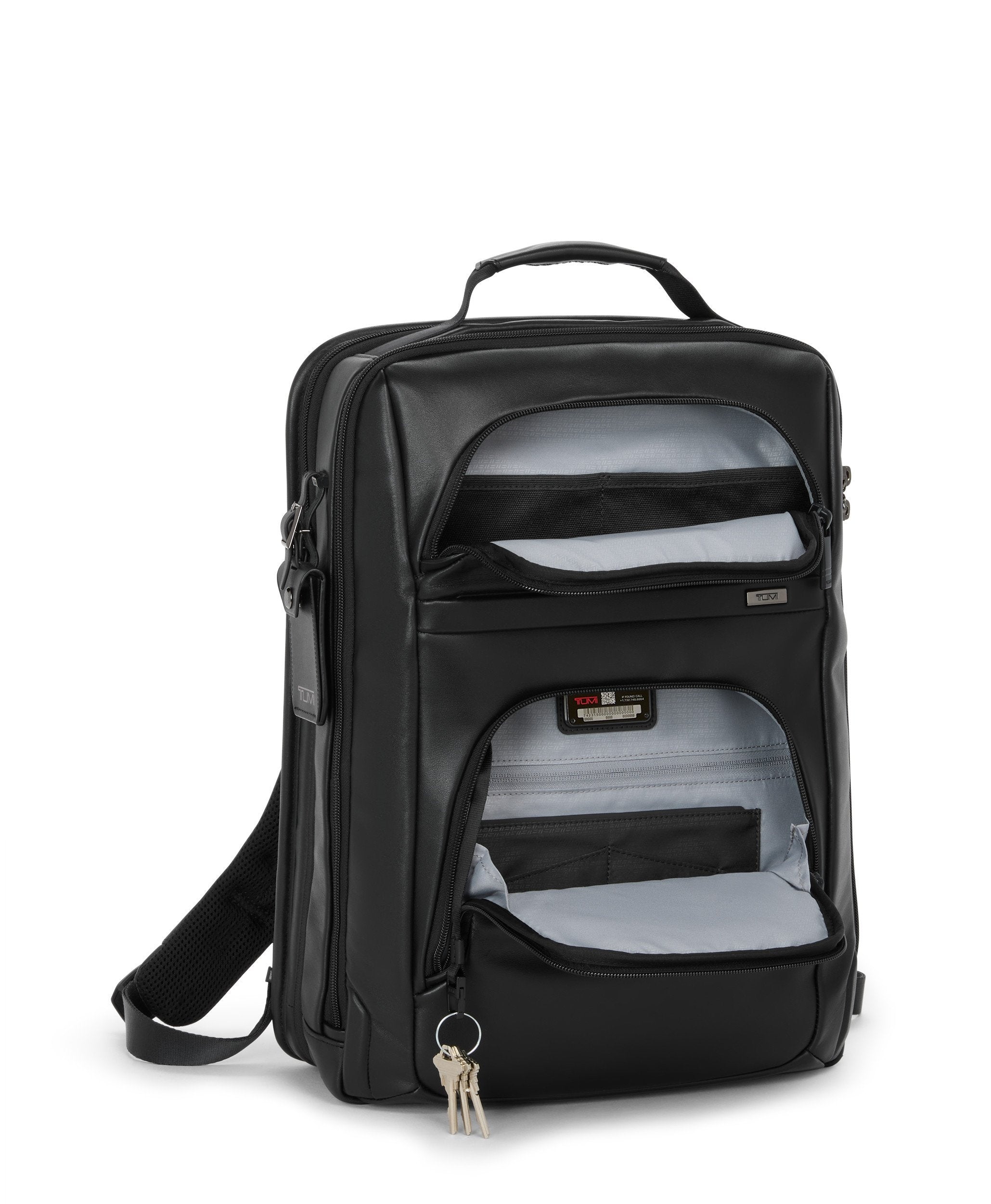Alpha 4 Large 17" Expandable Leather Backpack - Black