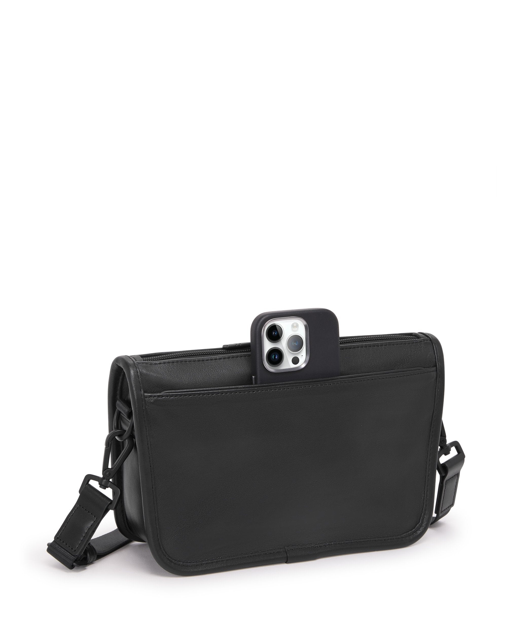 Alpha 4 Leather Convertible Clutch Crossbody - Black