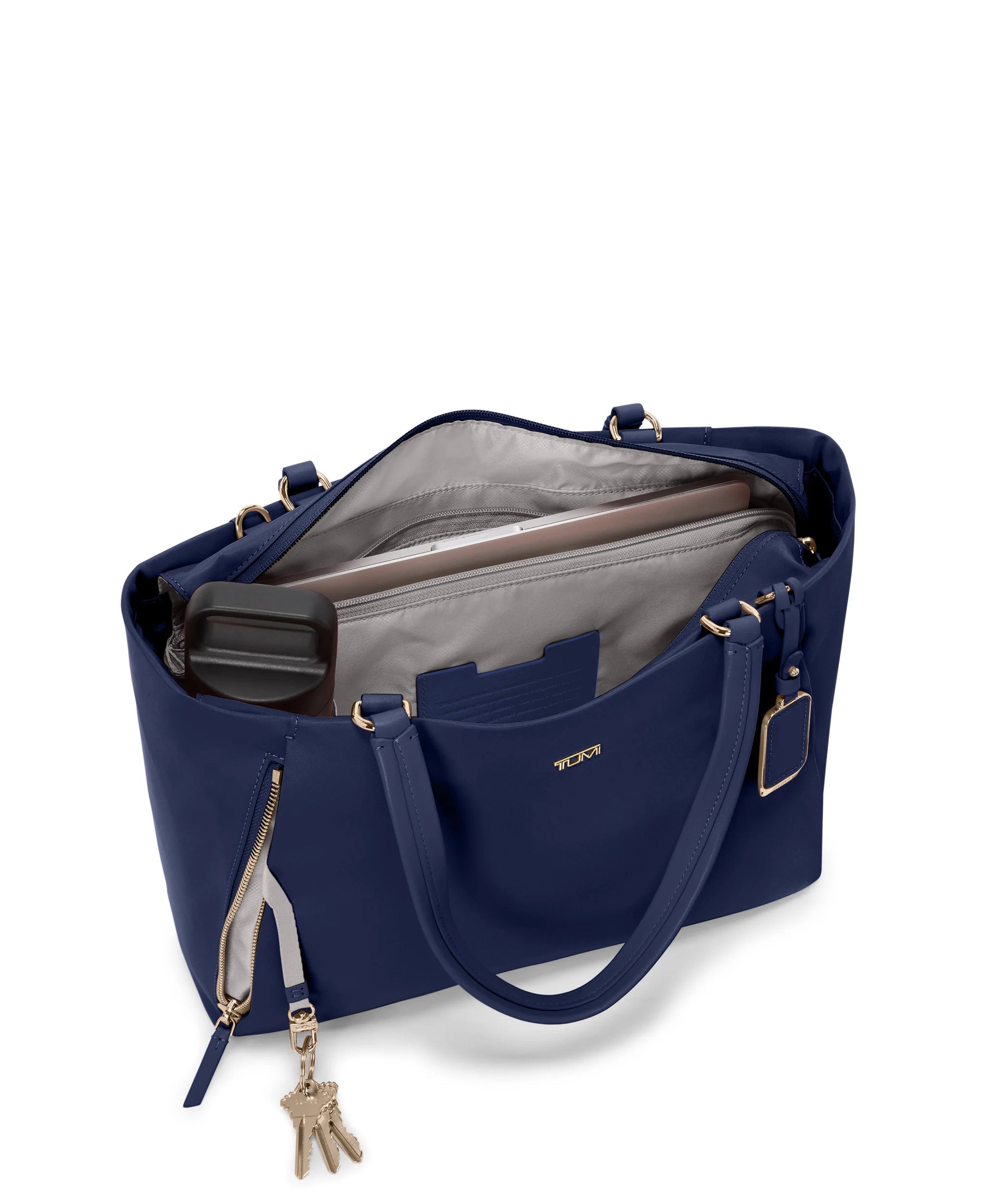 Voyageur Valetta Medium Tote - Indigo/Light Gold