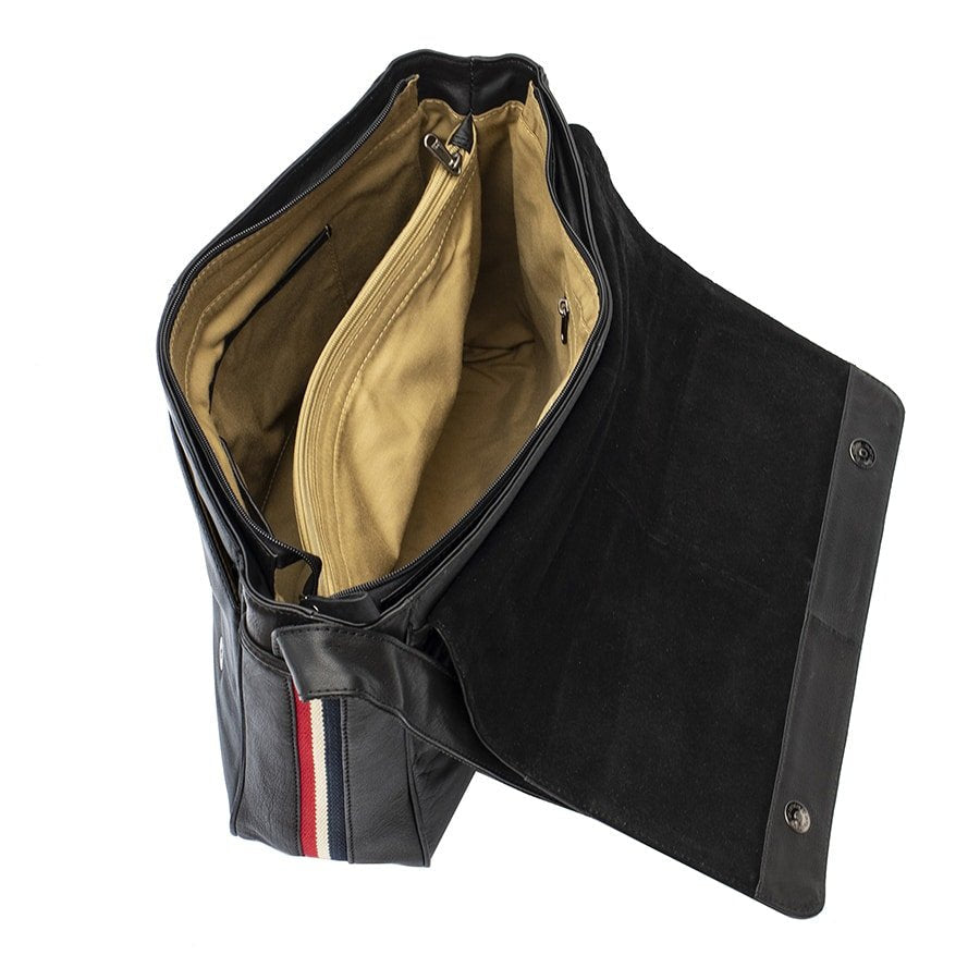 TEXAN Messenger Bag with Stripe - Black