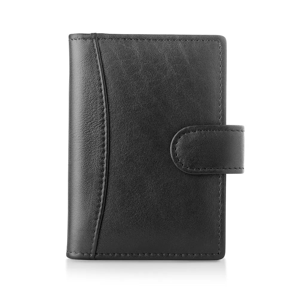 RFID Leather Credit Card Holder - Black