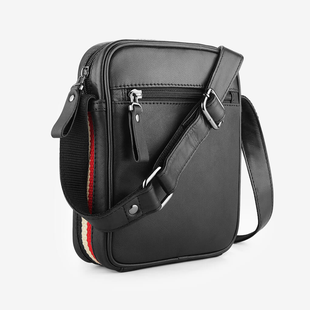 TEXAN Small Crossbody Bag with Stripe - Black