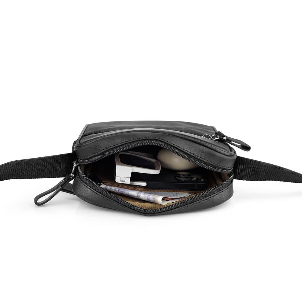 TEXAN Small Crossbody Bag with Stripe - Black
