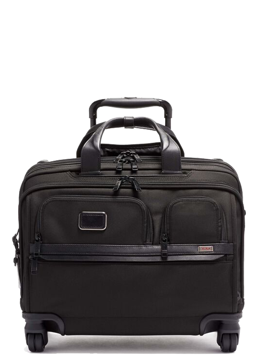 Alpha 3 Deluxe 4 Wheeled Laptop Case Brief - Black