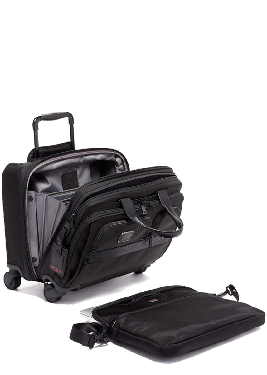 Alpha 3 Deluxe 4 Wheeled Laptop Case Brief - Black