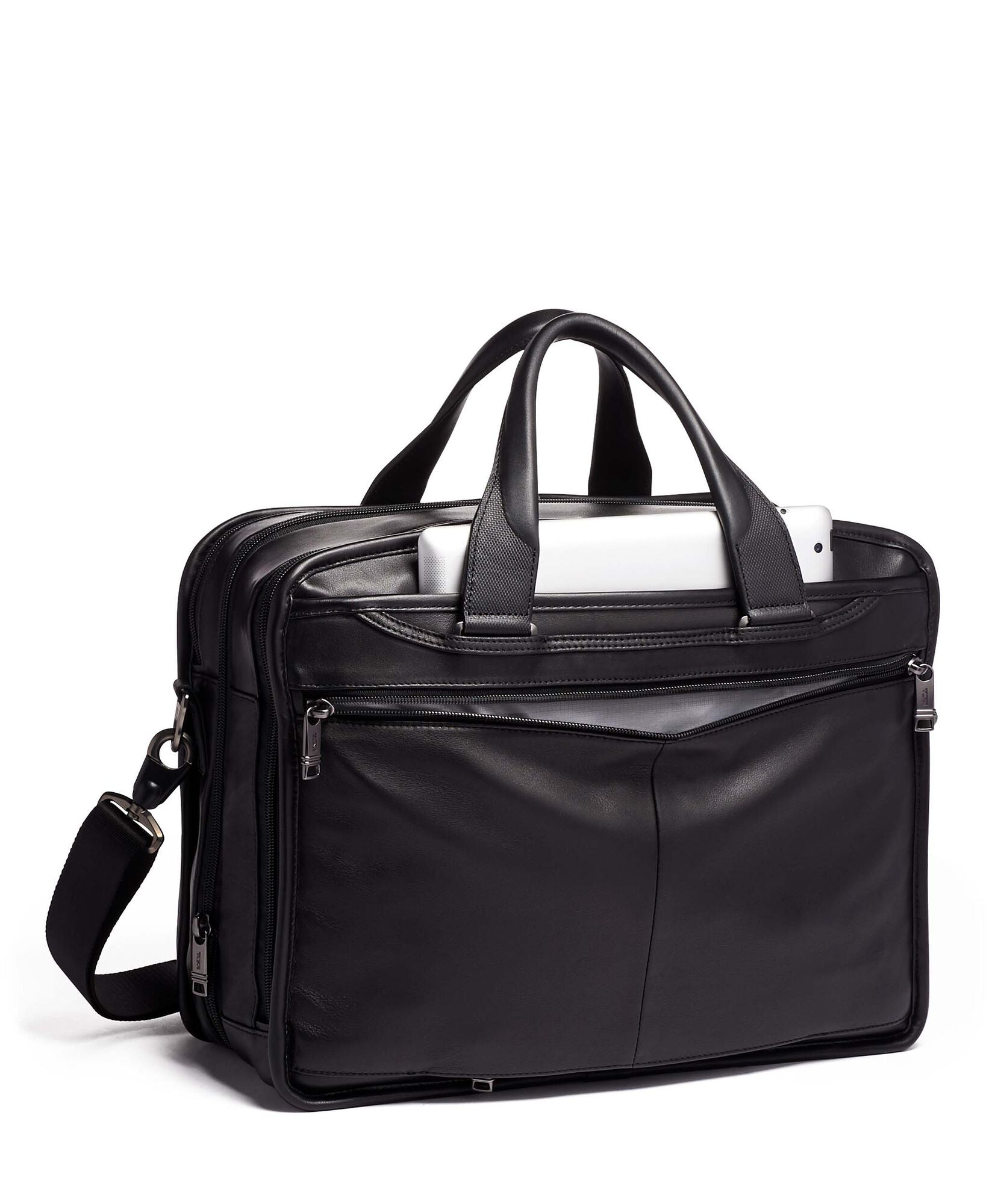 ALPHA 3 Expandable Organizer Laptop Brief Leather - London Luggage