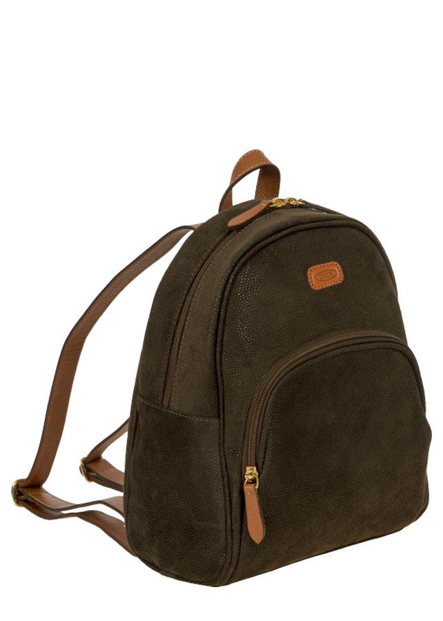 C0 New BRIC\'S Life Small Travel Back Pack Olive Brown Leather Accents BLF01651 Bricks & Wood BRIC main image 3