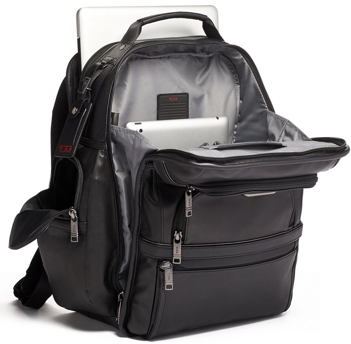 TUMI Alpha 3 Leather Brief Pack Black - London Luggage