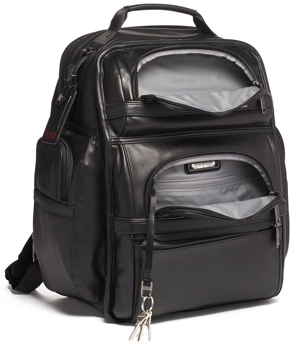 TUMI Alpha 3 Leather Brief Pack Black - London Luggage