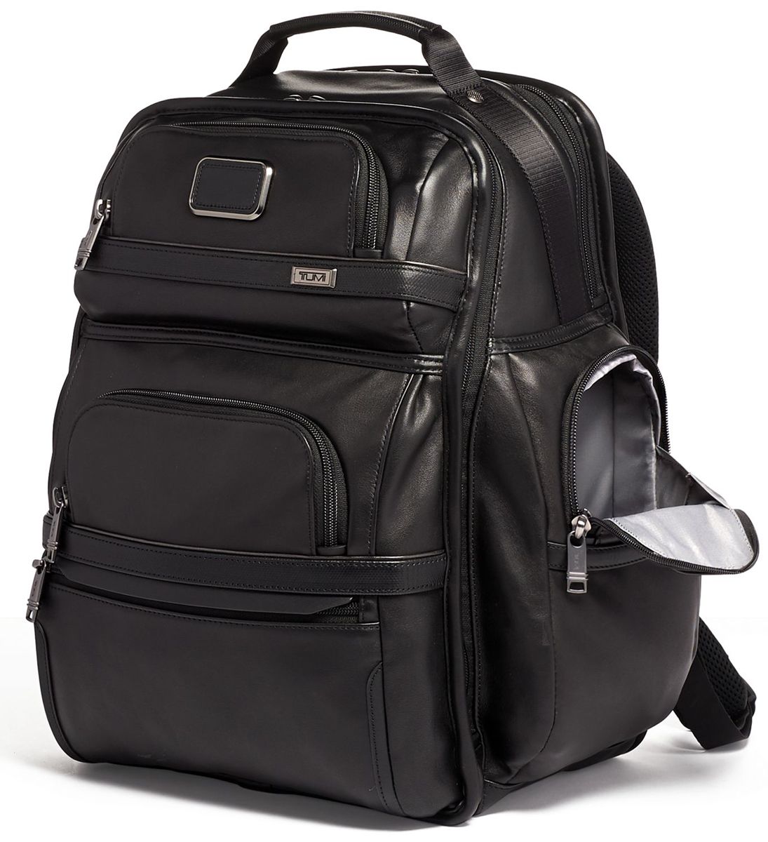 TUMI Alpha 3 Leather Brief Pack Black - London Luggage