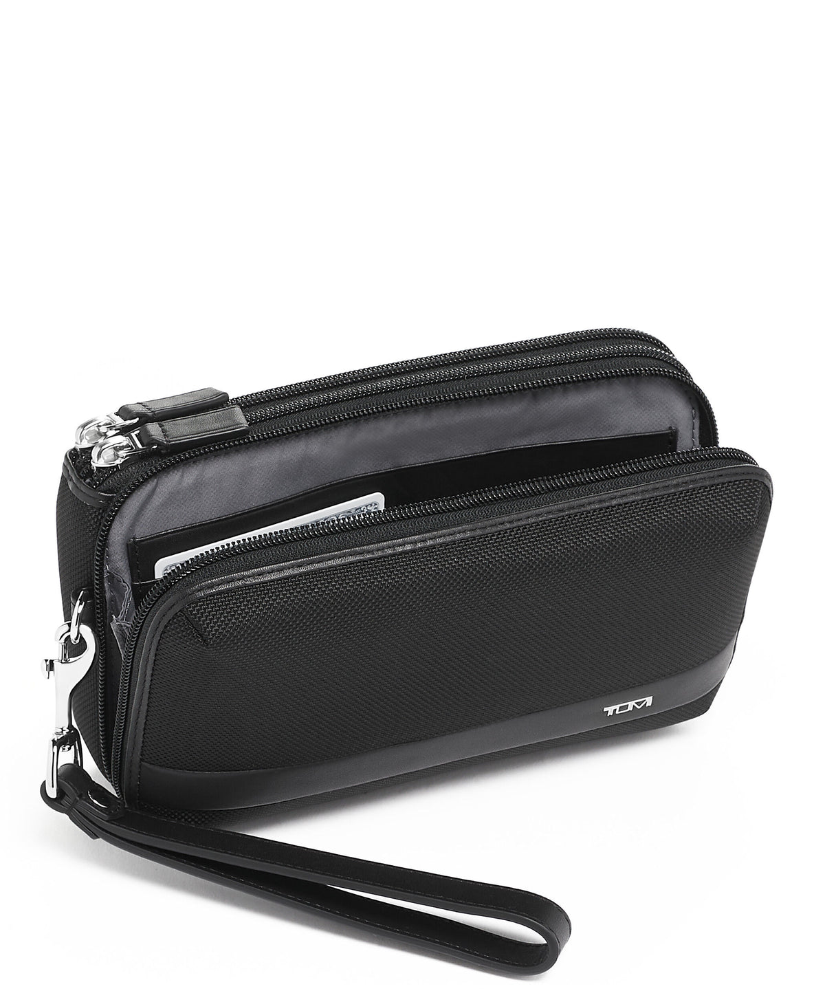 ALPHA Triple Zip Clutch - Black