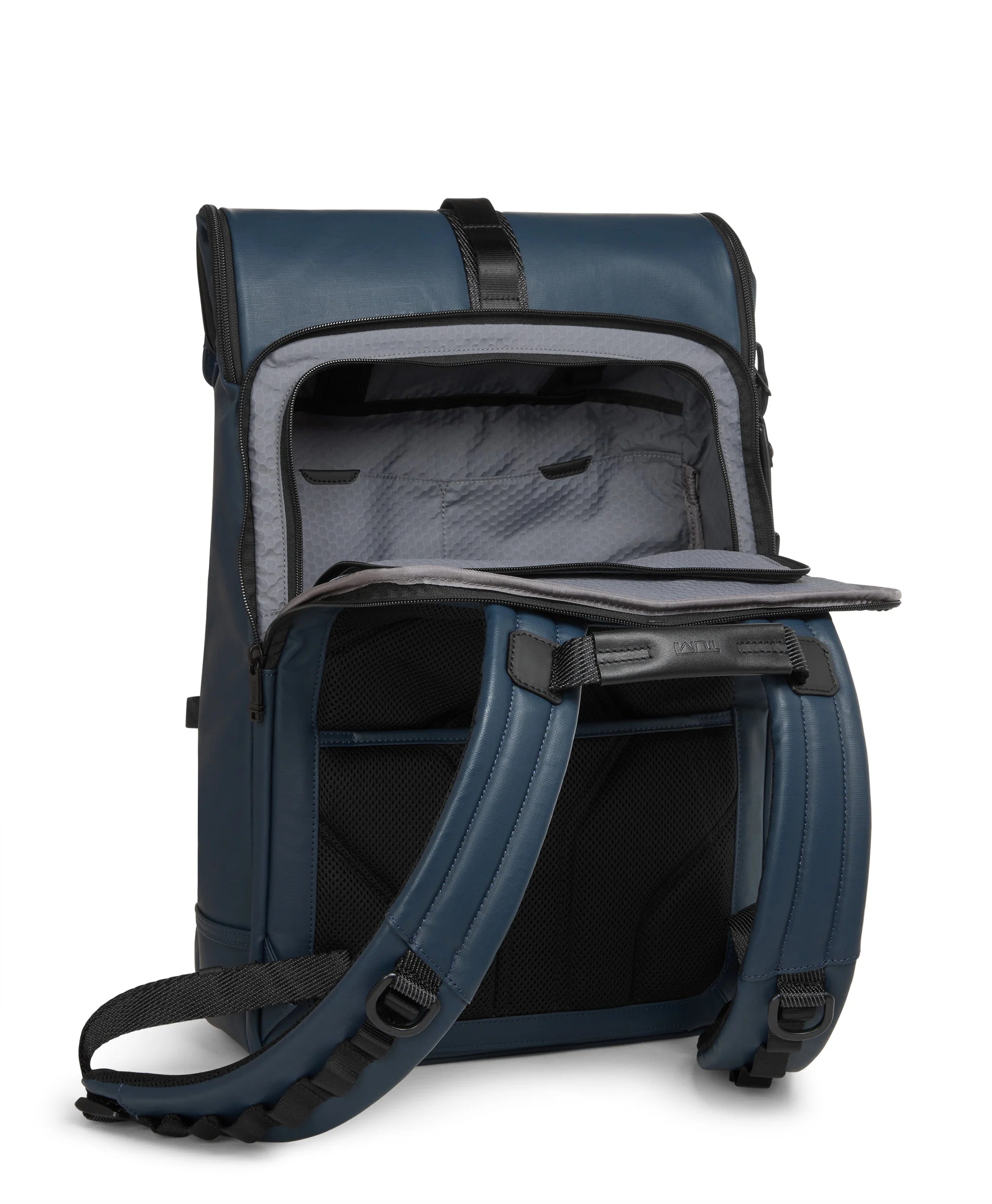 Alpha Bravo Surveillance Flap Backpack - Navy Coated Canvas