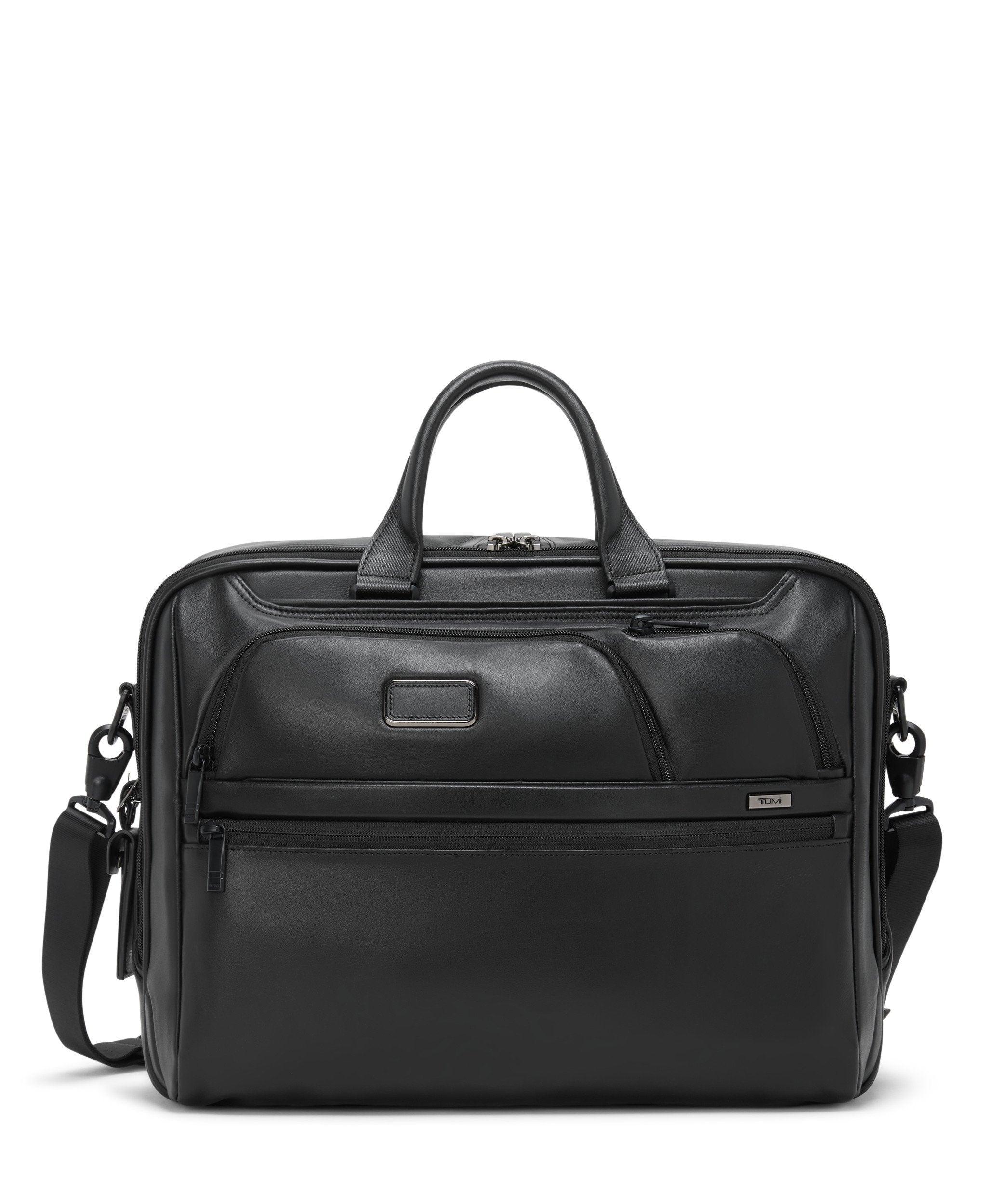 Alpha 4 Large 17" Leather Briefcase - Black