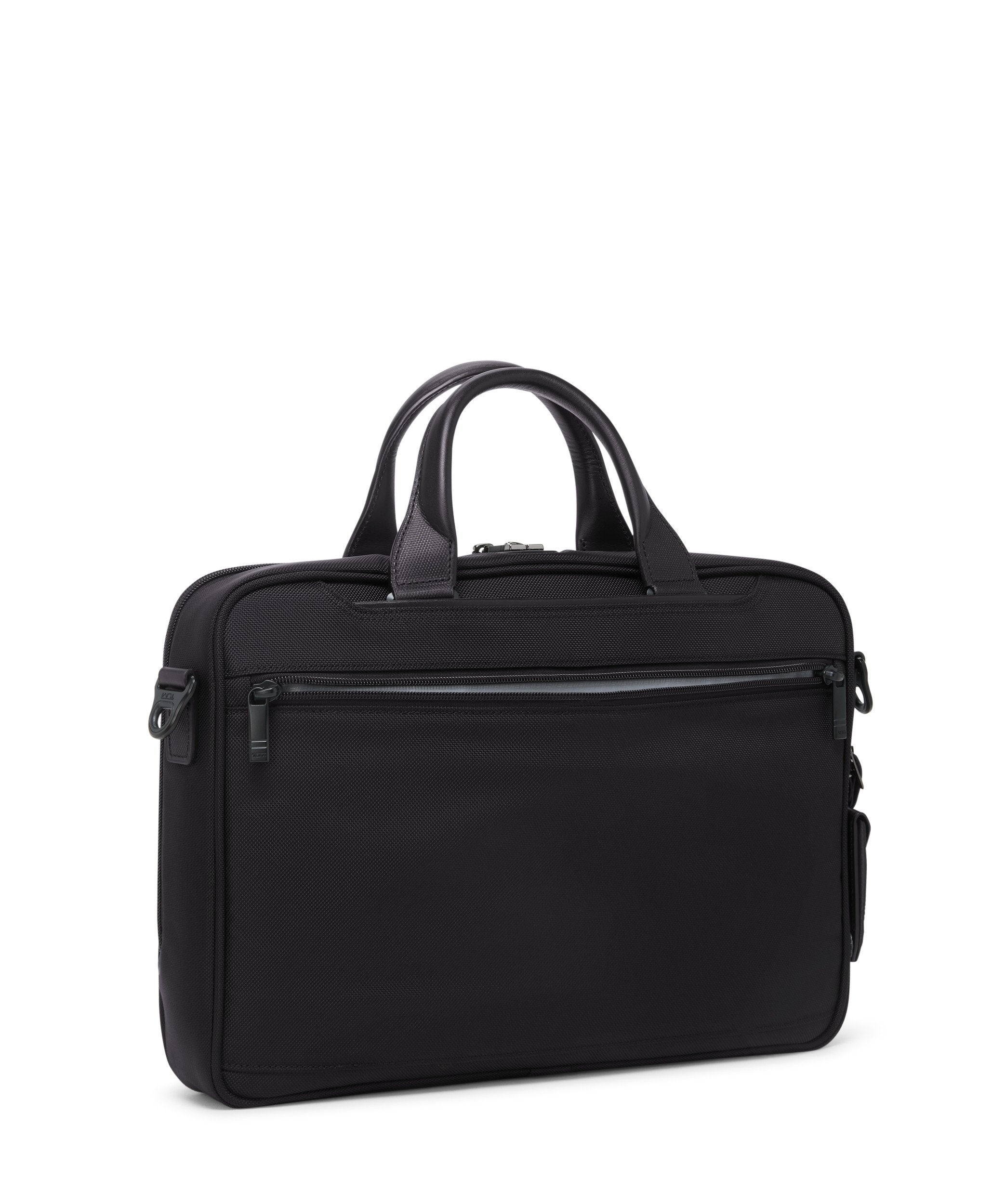 Alpha 4 Medium 15" Leather Briefcase - Black