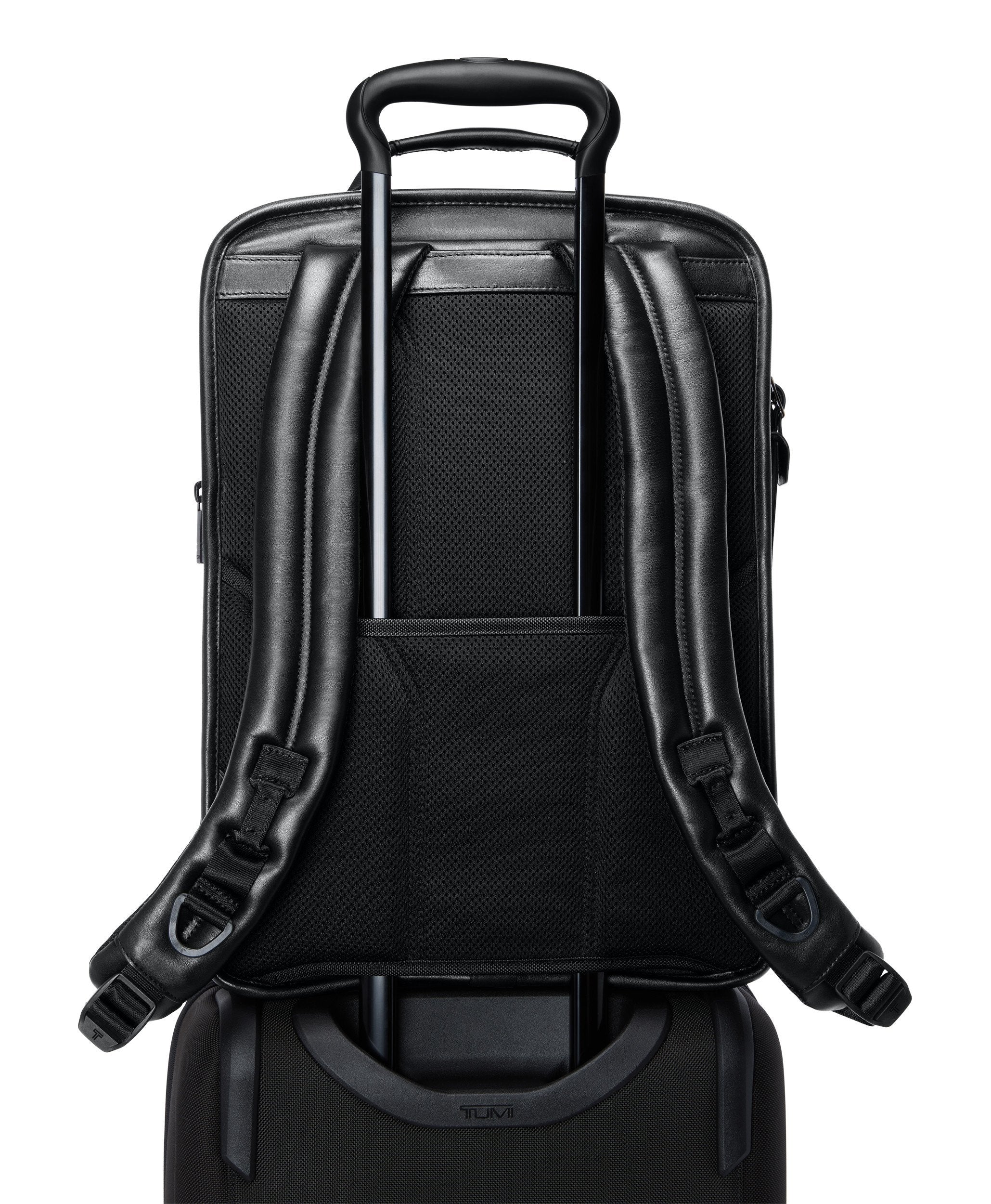 Alpha 4 Large 17" Expandable Leather Backpack - Black