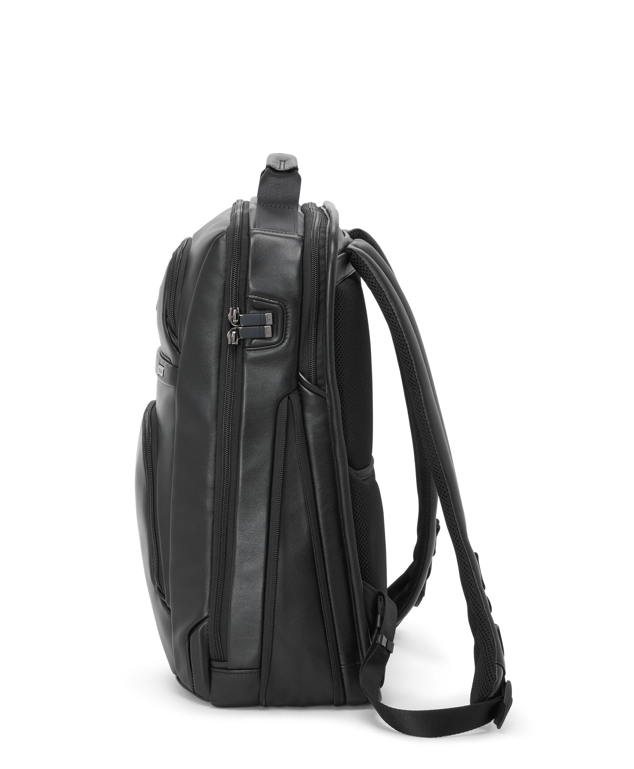 Alpha 4 Large 17" Expandable Leather Backpack - Black