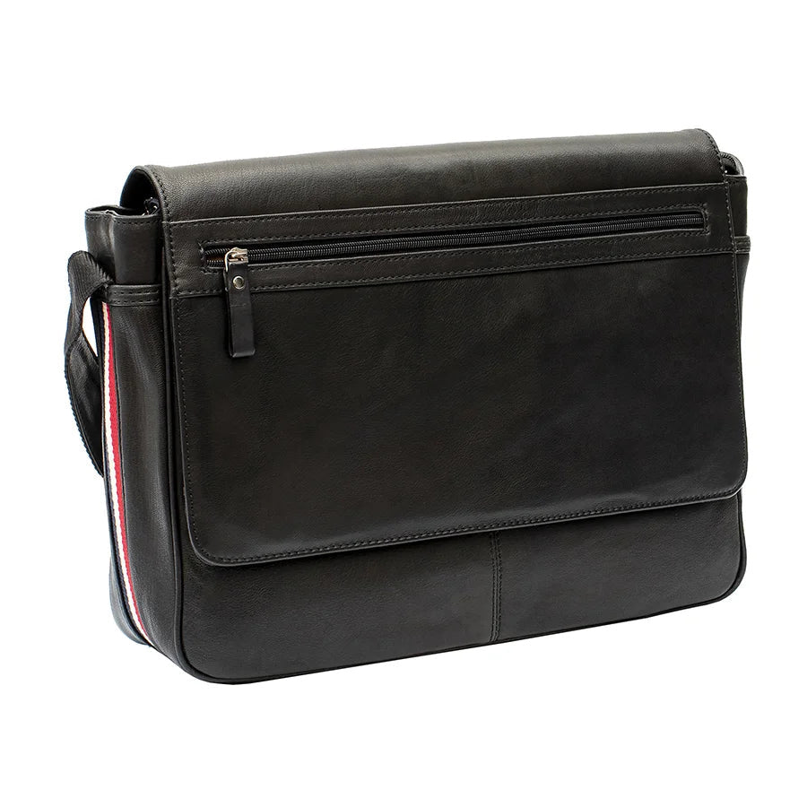 TEXAN Messenger Bag with Stripe - Black