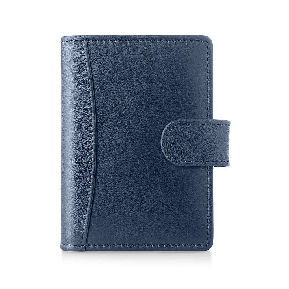 RFID Leather Credit Card Holder - Navy