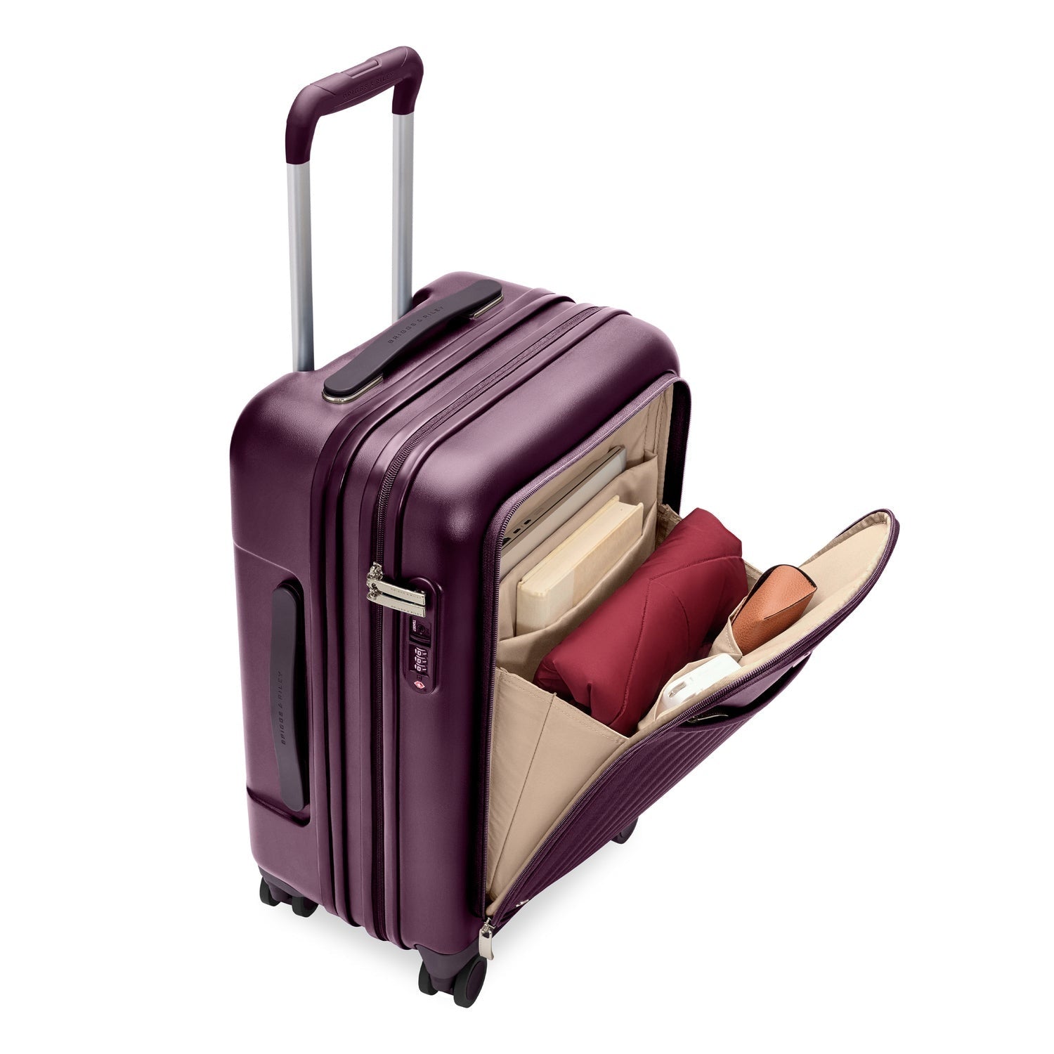 Sympatico Essential 56cm Front Pocket Carry-On Expandable Spinner - Plum