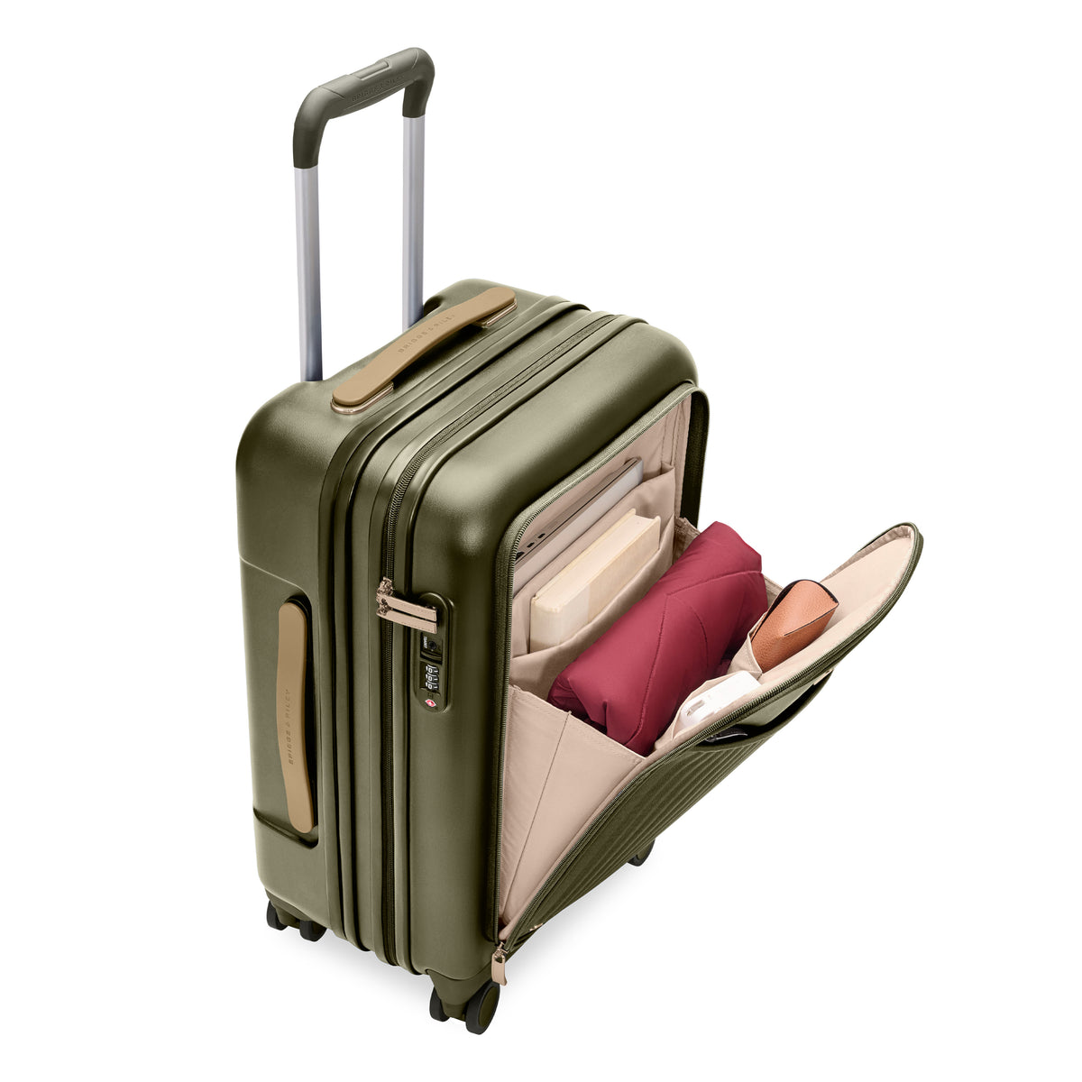 Sympatico Essential 56cm Front Pocket Carry-On Expandable Spinner - Olive