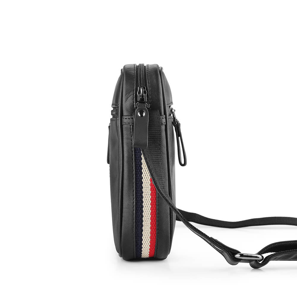 TEXAN Small Crossbody Bag with Stripe - Black