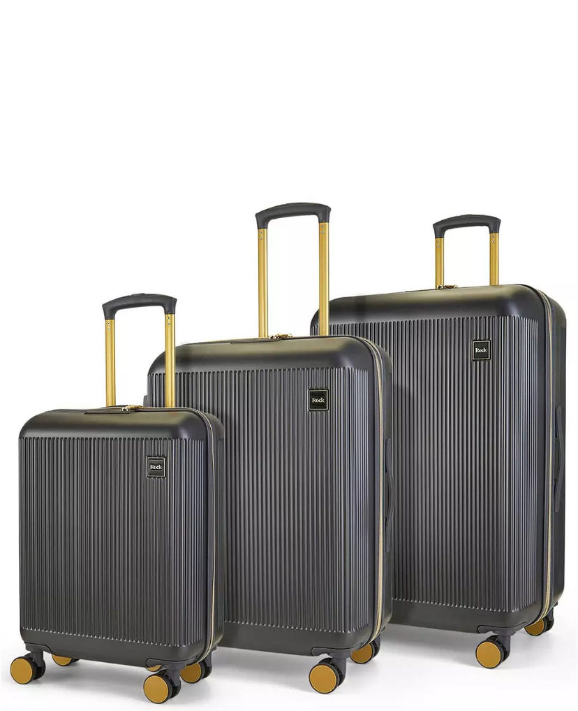ARIA Set of 3 Suitcases Charcoal with Gold