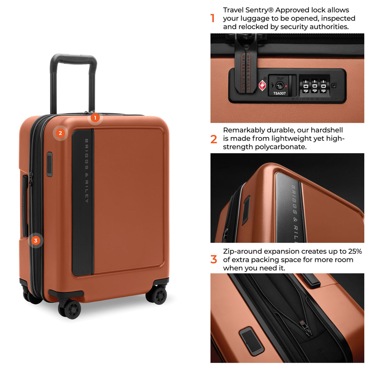 ZDX Global 53cm Hardside Carry-On Expandable Spinner - Canyon