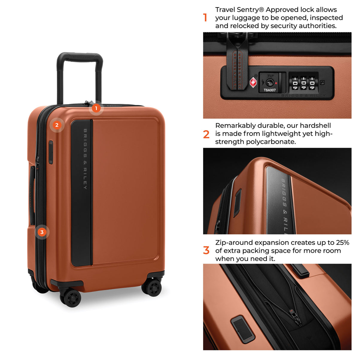 ZDX Essential 56cm Hardside Carry-On Expandable Spinner - Canyon