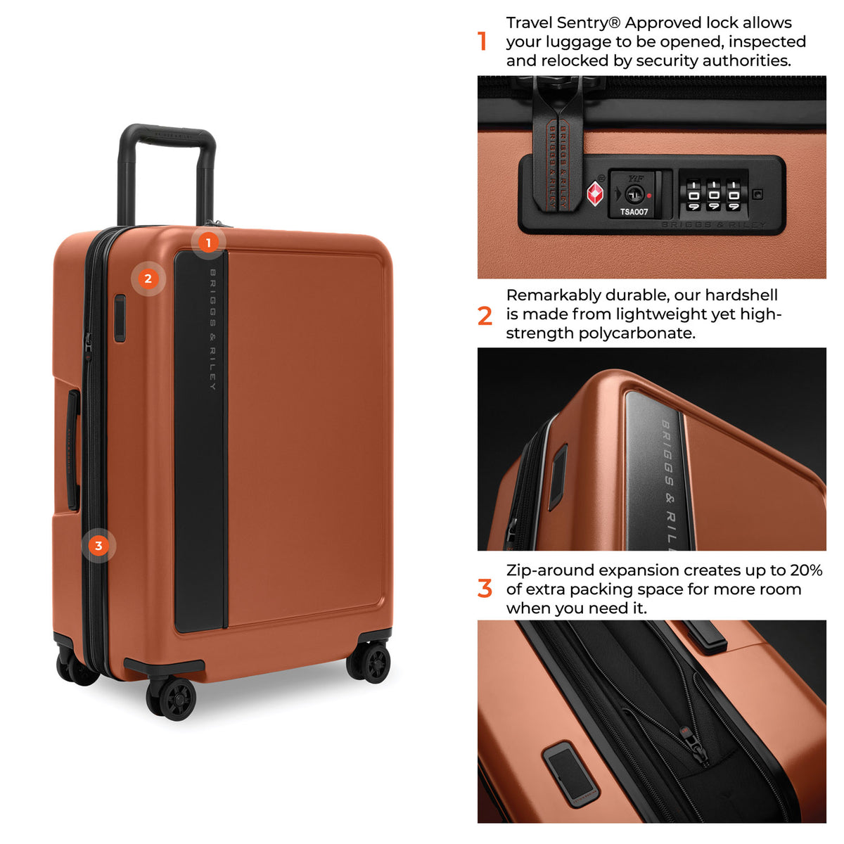 ZDX Medium 68cm Hardside Expandable Spinner - Canyon