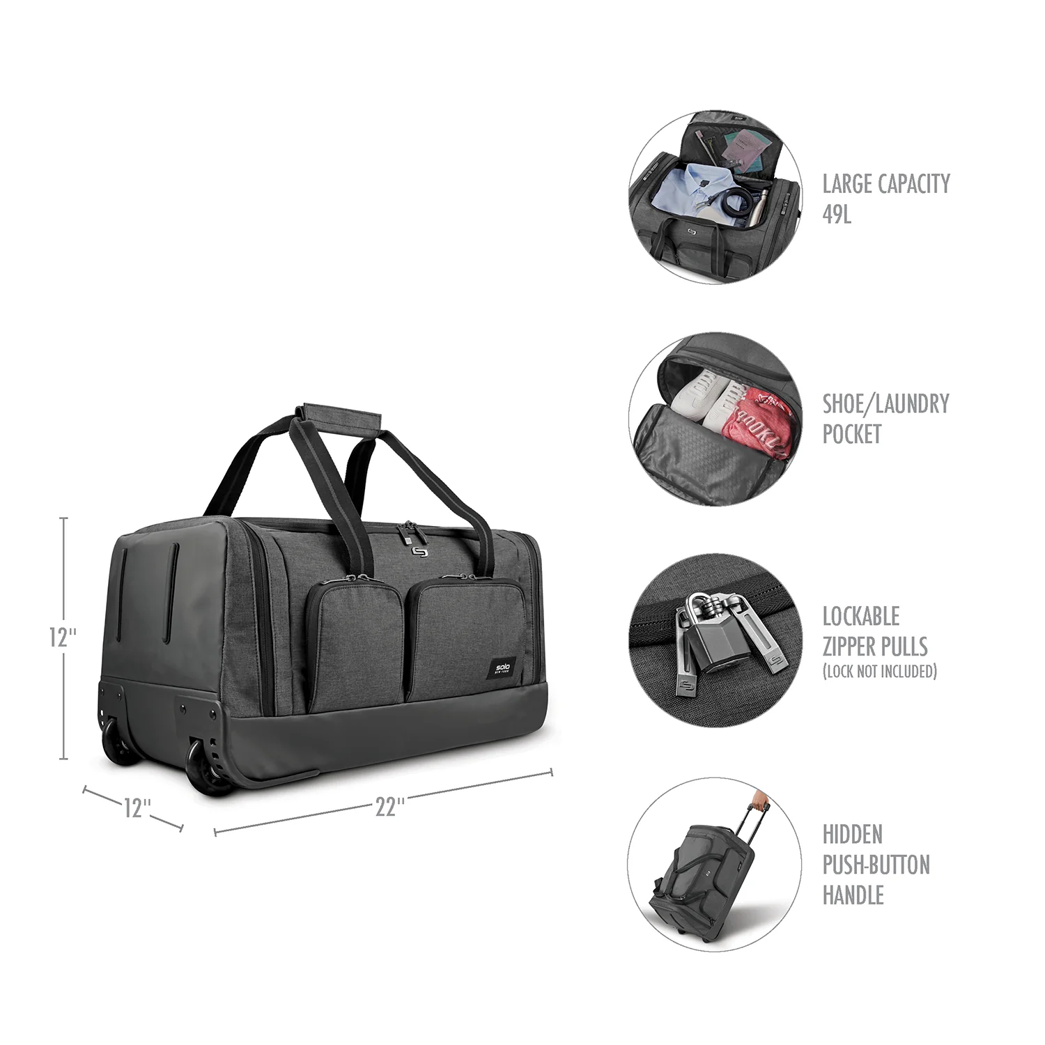 Rolling duffel store