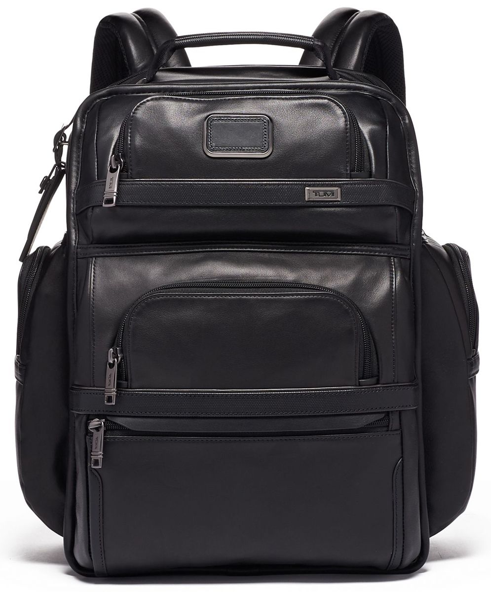 TUMI Alpha 3 Leather Brief Pack Black - London Luggage